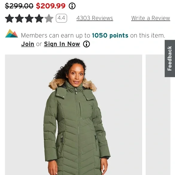 Eddie Bauer Green Fur-Trimmed Hooded Jacket - Picture 2 of 10